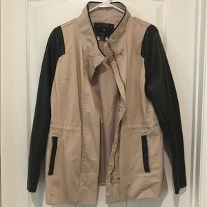 Nude Pink jacket with Faux Leather Sleeves